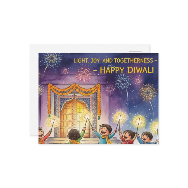 Lycklig Diwali Vykort (Fram/Back In Situ)