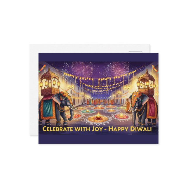 Lycklig Diwali Vykort (Fram/Back In Situ)