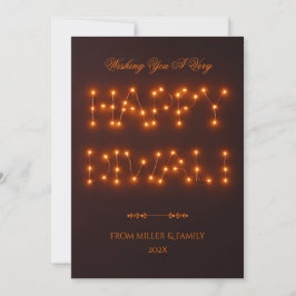 Lycklig Diwali Warm String Ljus Typography Art Julkort