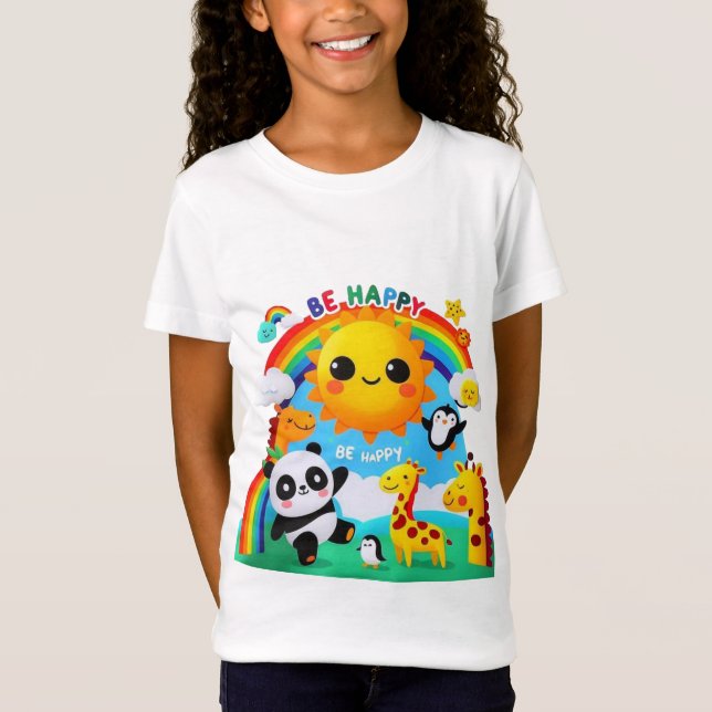 Lycklig djur under regnbågen t shirt (Framsida)