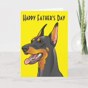 Lycklig Doberman för anpassade för fars Kort