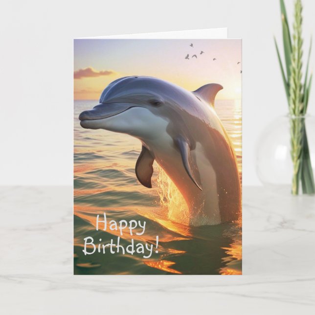 Lycklig Dolphin Birthday Card Kort (Framsida)