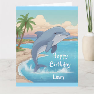 Lycklig Dolphin Birthday Kort