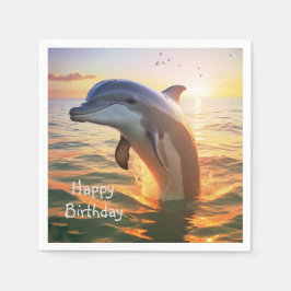 Lycklig Dolphin Birthday Pappersservett