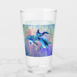 Lycklig Dolphin Couple Glass Glaskopp