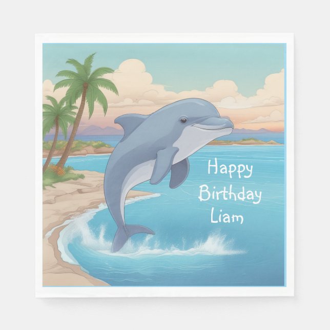 Lycklig Dolphin Napkins Pappersservett (Framsidan)
