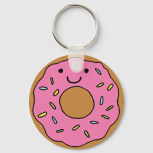 Lycklig Donut Graphic Color Rosa Donut Clipart Nyckelring
