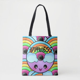 Lycklig Donut med Cute Unique Rainbow Tygkasse