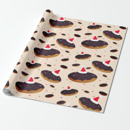 Lycklig Donut Santa Hats Mönster Chocolate Frostin Presentpapper
