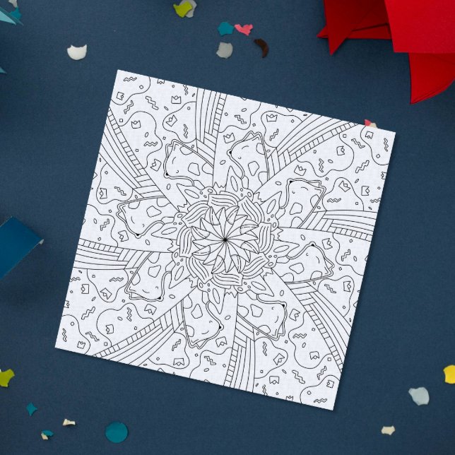 Lycklig Doodles: Birthday Coloring Page Flate Card (Skapare uppladdad)