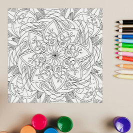 Lycklig Doodles: Cute Flower Coloring Page För bar Poster