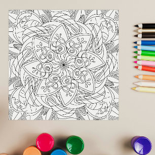 Lycklig Doodles: Cute Flower Coloring Page För bar Poster