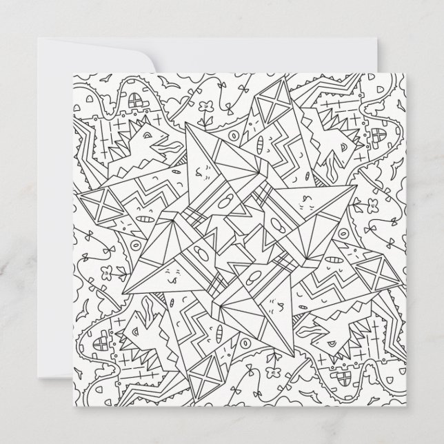 Lycklig Doodles: Origami Dinosaur Land Coloring (Framsida)