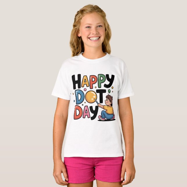 Lycklig Dot Day 15 September Kreativ Kids T-Shirt (Hel framsida)