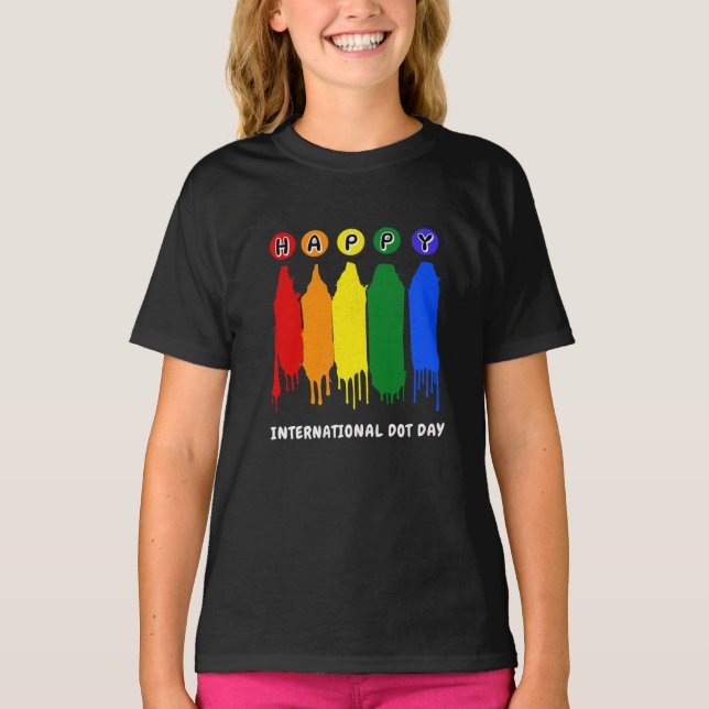 Lycklig Dot Day Barnen målar kräldagar T Shirt (Framsida)