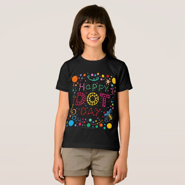 Lycklig Dot Day Cute Girls Kids OutfitT-Shirt T Shirt (Framsida Full)