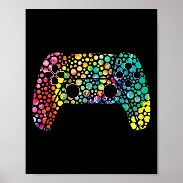 Lycklig Dot Day Gamers Boy Game Controller färgsta Poster (Framsidan)