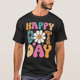 Lycklig Dot Day Hippie Flowers Smile Ansikte Groov T Shirt