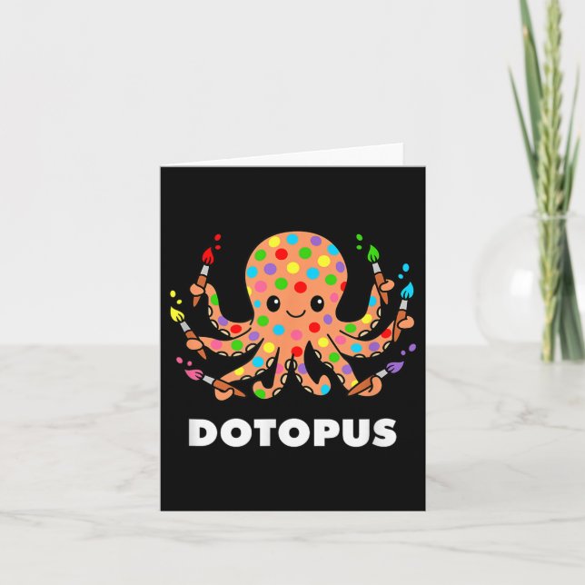 Lycklig Dot Dot Day Octopus Dotopus Funny Pun Anim Kort (Framsida)