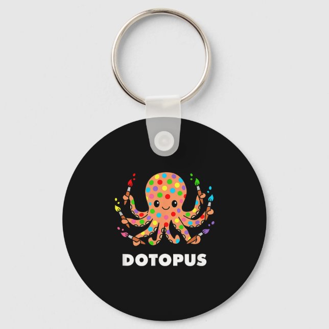 Lycklig Dot Dot Day Octopus Dotopus Funny Pun Anim Nyckelring (Framsida)