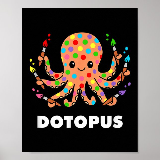 Lycklig Dot Dot Day Octopus Dotopus Funny Pun Anim Poster (Framsidan)