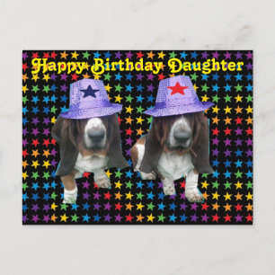 Lycklig-dotterdotter Birthday Basset Sta Vykort