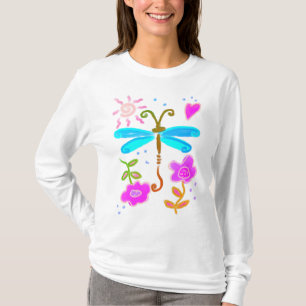 Lycklig Dragonfly Abstrakt Art till Bära T Shirt