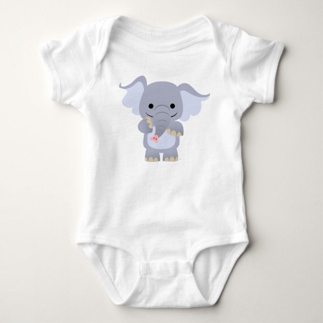 Lycklig dräkt för tecknadelefantbaby tee (Framsida)