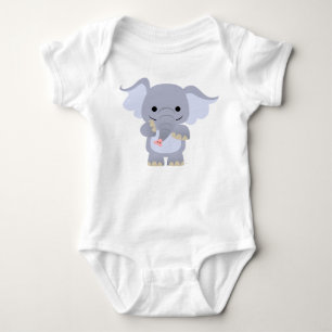Lycklig dräkt för tecknadelefantbaby tee shirt