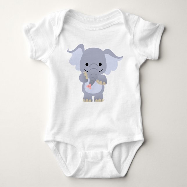 Lycklig dräkt för tecknadelefantbaby tee shirt (Framsida)