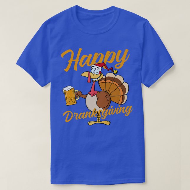 Lycklig Dranksgiving Funny Thanksgiving T Shirt (Design framsida)