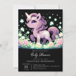 Lycklig Dreamy Unicorn Baby Shower Inbjudningar