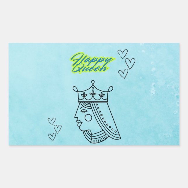 Lycklig drottning. rektangulärt klistermärke (Framsida)