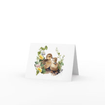 Lycklig Ducklings with Flowers BLANK