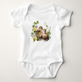 Lycklig Ducklings with Flowers T Shirt