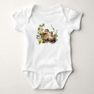 Lycklig Ducklings with Flowers T Shirt