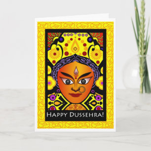 Lycklig Dussehra, Goddess Durga-hälsningskort Kort