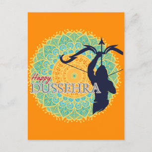 Lycklig Dussehra Lord Ram med Bow & Arrow Chakra B Vykort
