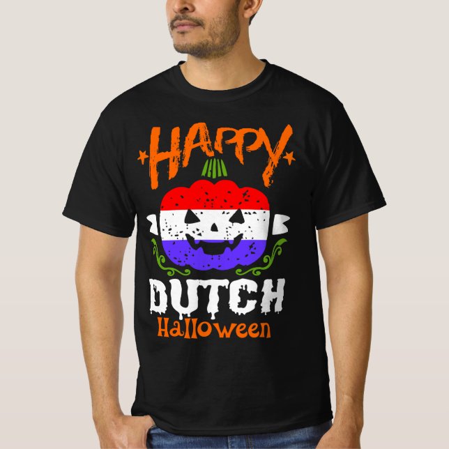 Lycklig Dutch Halloween T Shirt (Framsida)