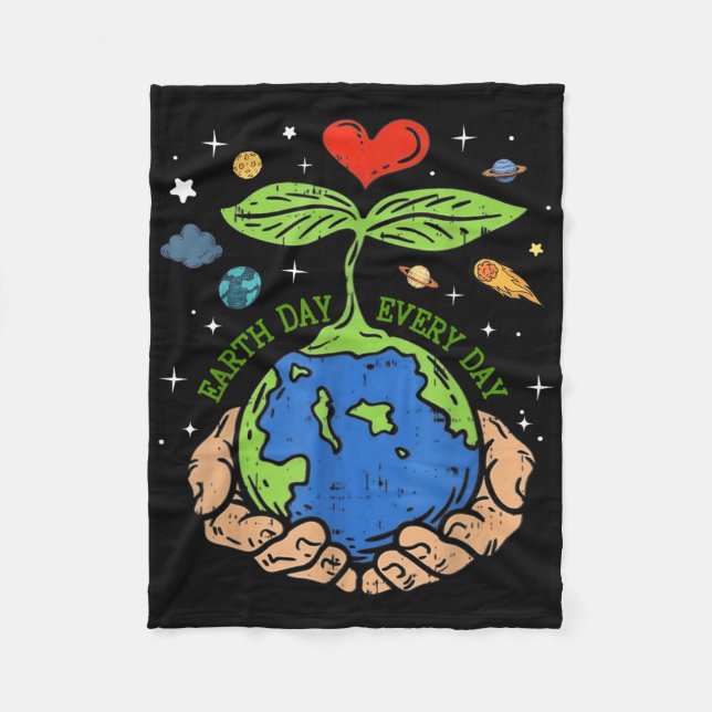 Lycklig Earth Day 2024 Spara Vår planet Cute Earth Fleecefilt (Framsidan)