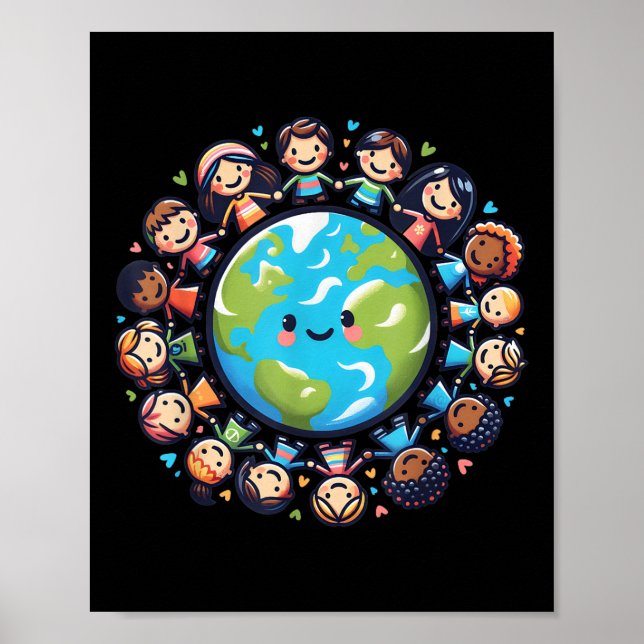 Lycklig Earth Day 2025 Coola Earth Day Children Ki Poster (Framsidan)