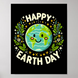 Lycklig Earth Day 2025 Cute Earth Day Kids Småbarn Poster
