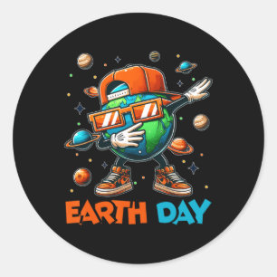 Lycklig Earth Day 2025: Lunj Earth Day Kids Småbar Runt Klistermärke