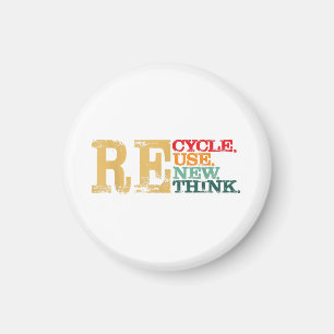 Lycklig Earth Day Återvinna Reuse Renew ReThink Ea Magnet