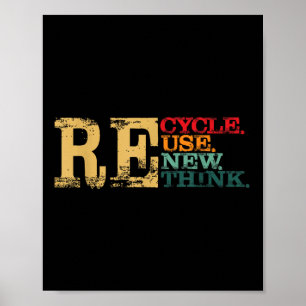Lycklig Earth Day Återvinna Reuse Renew ReThink Ea Poster