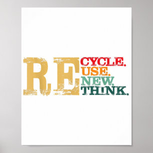 Lycklig Earth Day Återvinna Reuse Renew ReThink Ea Poster