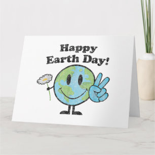 Lycklig Earth Day Cute Fredstecken Flower Distress Kort