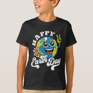 Lycklig Earth Day Cute Fredstecken Flower T Shirt