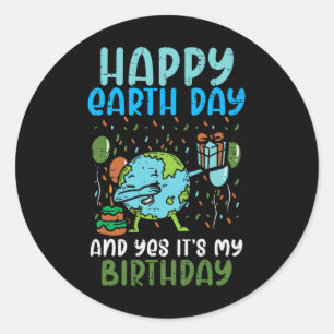 Lycklig Earth Day Dab Birthday April 22nd Boys Gir Runt Klistermärke