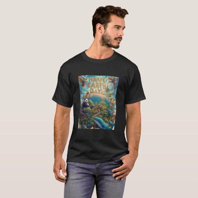 Lycklig Earth Day Fantasy Art T Shirt (Hel framsida)